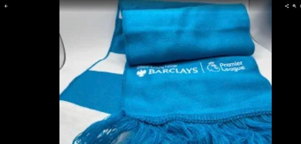 Barclays Premier League Official Banking Partner Soccer Scarf Sky Blue White EPL